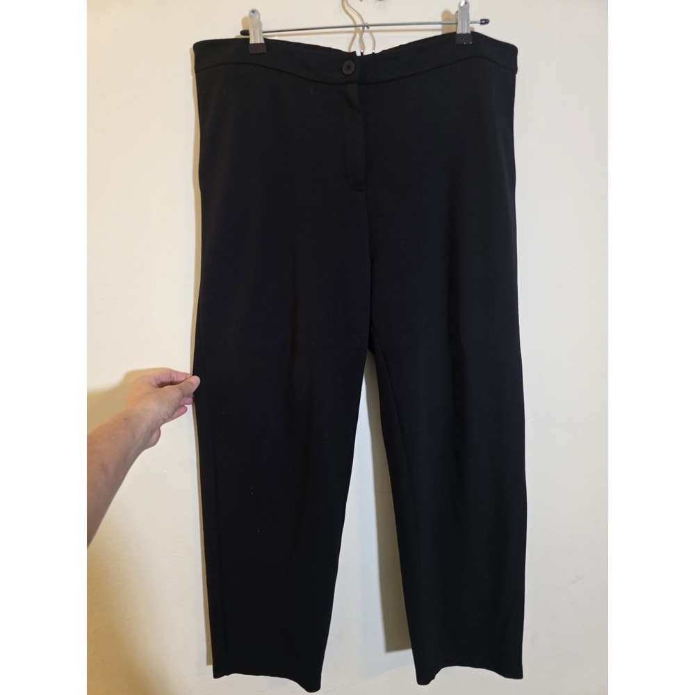 Eileen Fisher Size Large Black Straight Leg High-Rise Stretch Tencel Blend Pants